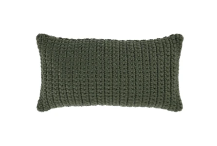 14X26 Green Performance Solid Knit Indoor Outdoor Lumbar Throw Pillow - Main