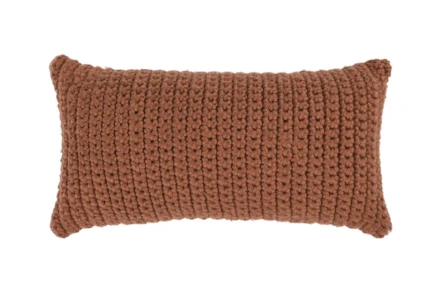14X26 Terracota Performance Solid Knit Indoor Outdoor Lumbar Throw Pillow - Main