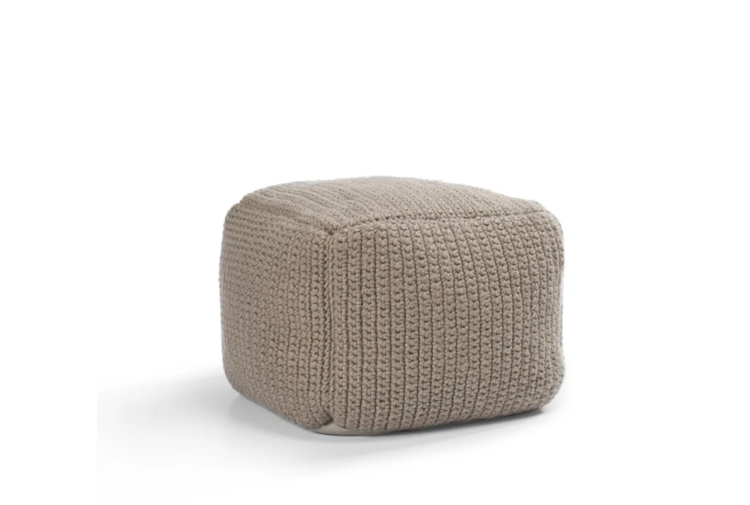 18X18X14 Natural Performance Knit Indoor Outdoor Pouf - 360