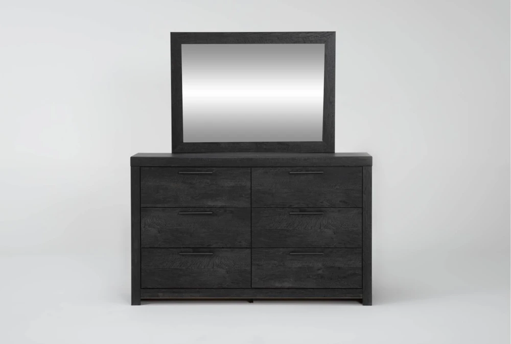Derrie Black 6-Drawer Dresser/Mirror