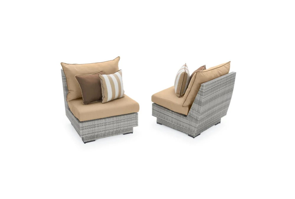 Carlyle Outdoor Armless Chairs With Maxim Beige Sunbrella Cushions Set Of 2