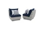 Carlyle Outdoor Armless Chairs With Navy Blue Sunbrella Cushions Set Of 2 - Signature
