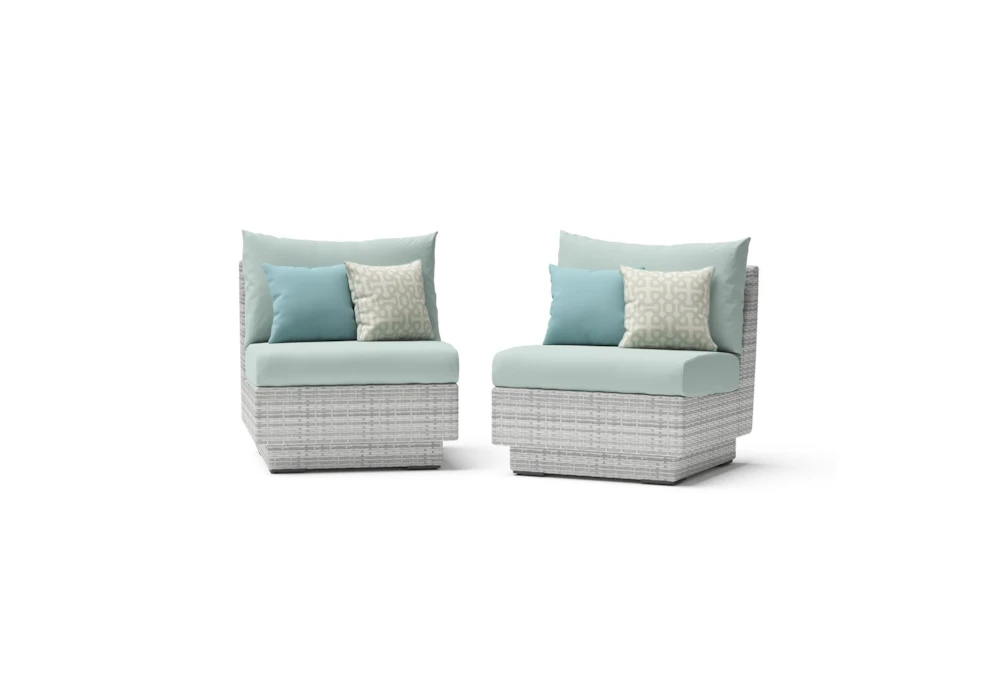 Carlyle Outdoor Armless Chairs With Spa Blue Sunbrella Cushions Set Of 2