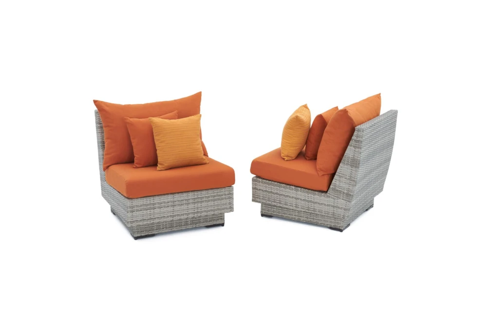 Carlyle Outdoor Armless Chairs With Tikka Orange Sunbrella Cushions Set Of 2