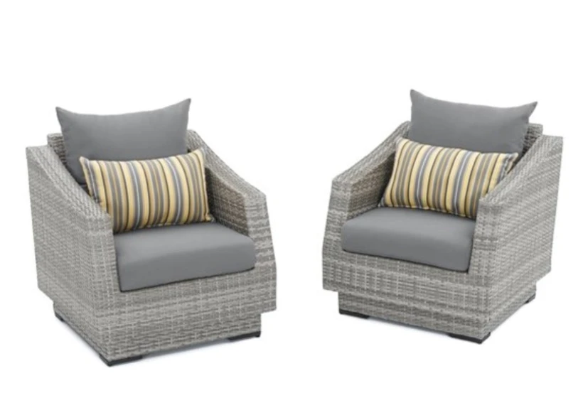 Carlyle Outdoor Lounge Chairs With Charcoal Grey Sunbrella Cushions Set Of 2 - 360