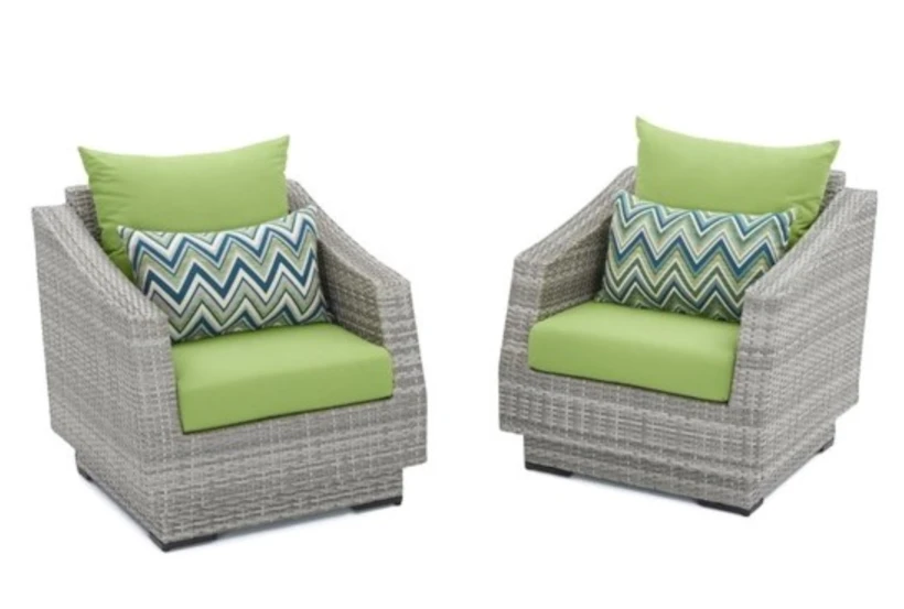 Carlyle Outdoor Lounge Chairs With Ginkgo Green Sunbrella Cushions Set Of 2 - 360