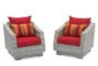 Carlyle Outdoor Lounge Chairs With Sunset Red Sunbrella Cushions Set Of 2 - Signature