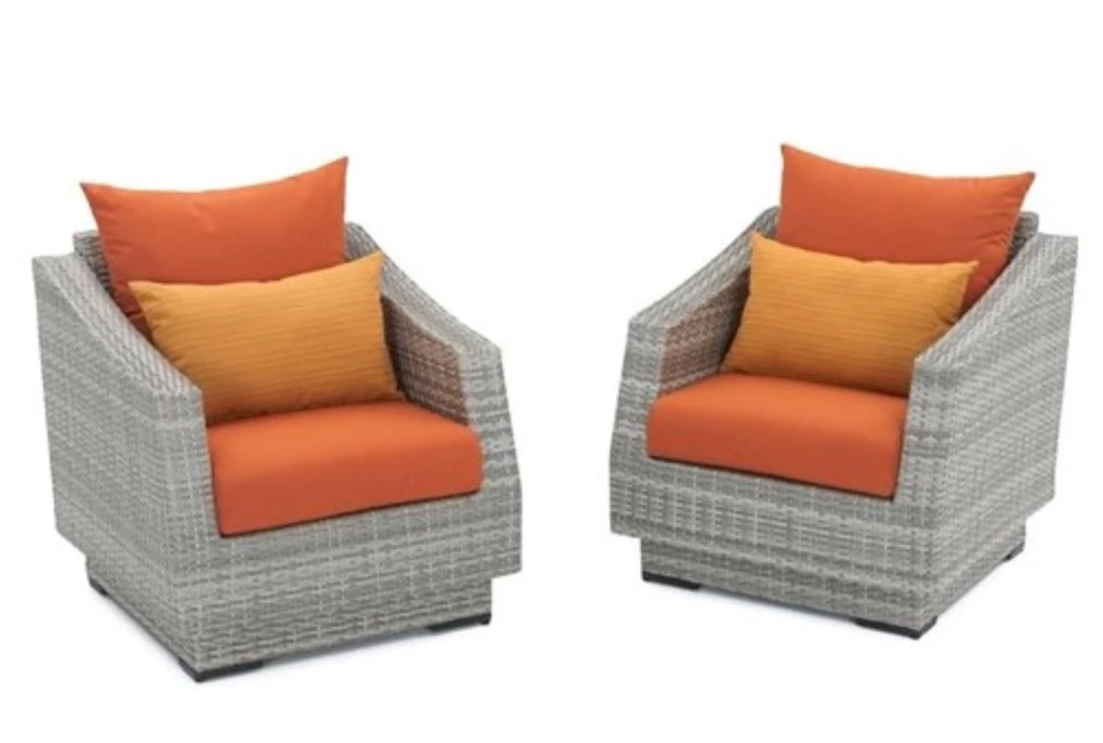 Carlyle Outdoor Lounge Chairs With Tikka Orange Sunbrella Cushions Set Of 2