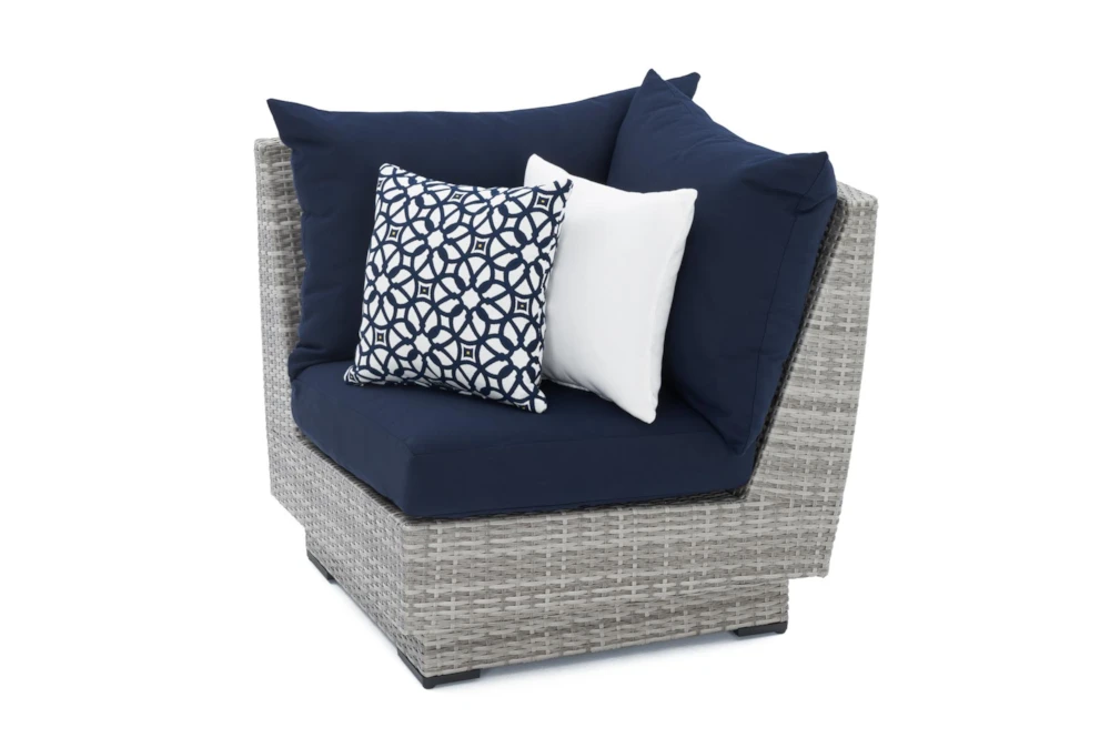 Carlyle Outdoor Corner With Navy Blue Sunbrella Cushions 
