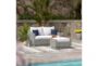 Carlyle 57" Outdoor Loveseat + Ottoman With Bliss Ink Sunbrella Cushions - Room