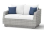 Carlyle 57" Outdoor Loveseat + Ottoman With Bliss Ink Sunbrella Cushions - Detail