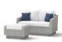 Carlyle 57" Outdoor Loveseat + Ottoman With Bliss Ink Sunbrella Cushions - Signature