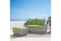 Carlyle 57" Outdoor Loveseat + Ottoman With Ginkgo Green Sunbrella Cushions - Room