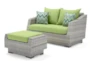 Carlyle 57" Outdoor Loveseat + Ottoman With Ginkgo Green Sunbrella Cushions - Signature