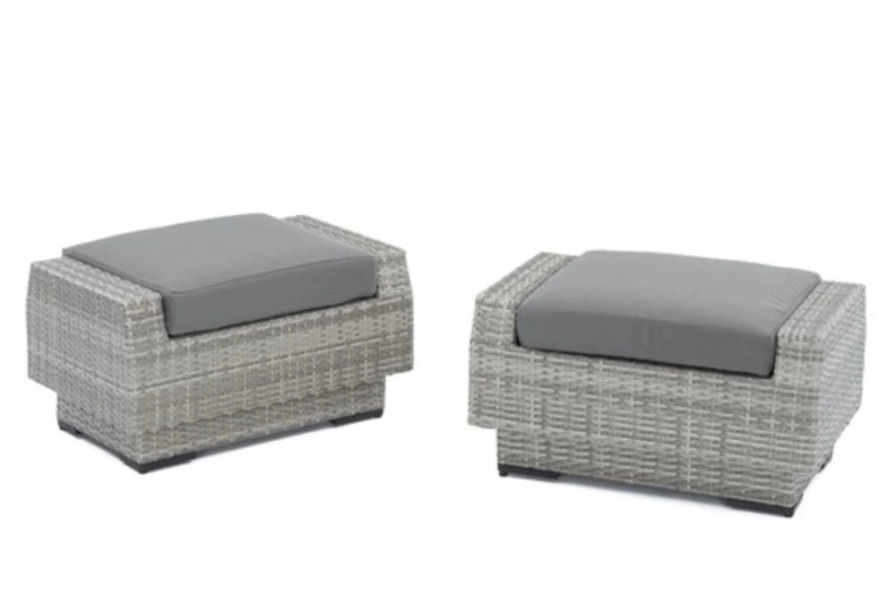 Carlyle Outdoor Ottomans With Charcoal Grey Sunbrella Cushions Set Of 2