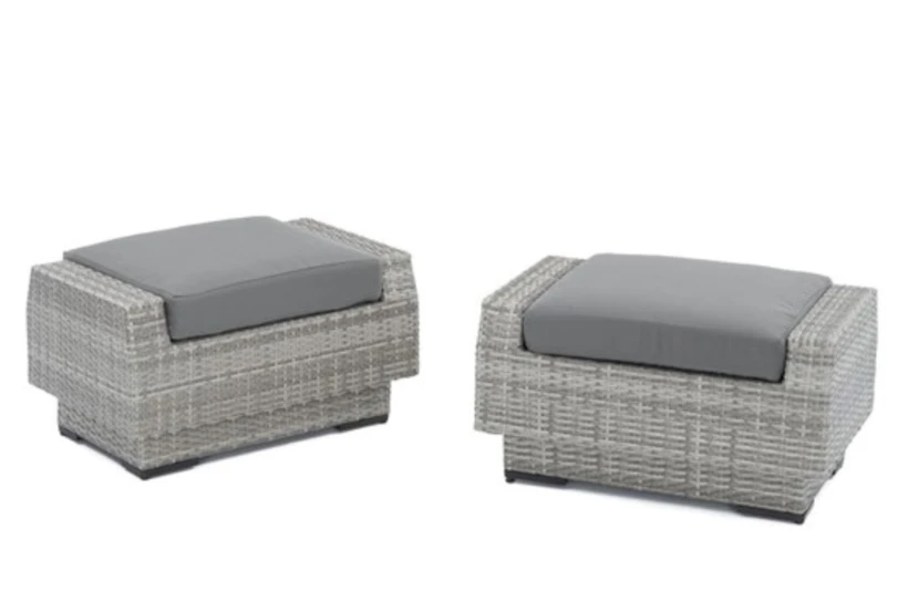 Carlyle Outdoor Ottomans With Charcoal Grey Sunbrella Cushions Set Of 2 - 360