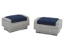 Carlyle Outdoor Ottomans With Navy Blue Sunbrella Cushions Set Of 2 - Signature