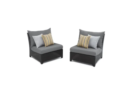 Sagrada Outdoor Armless Chairs With Charcoal Grey Sunbrella Cushions Set Of 2
