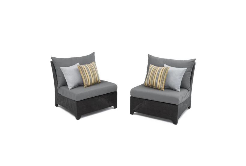 Sagrada Outdoor Armless Chairs With Charcoal Grey Sunbrella Cushions Set Of 2 - 360
