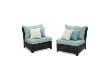Sagrada Outdoor Armless Chairs With Spa Blue Sunbrella Cushions Set Of 2