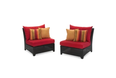 Sagrada Outdoor Armless Chairs With Sunset Red Sunbrella Cushions Set Of 2