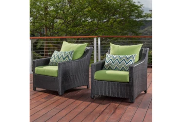 Sagrada Outdoor Lounge Chairs With Ginkgo Green Sunbrella Cushions Set Of 2