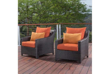 Sagrada Outdoor Lounge Chairs With Tikka Orange Sunbrella Cushions Set Of 2