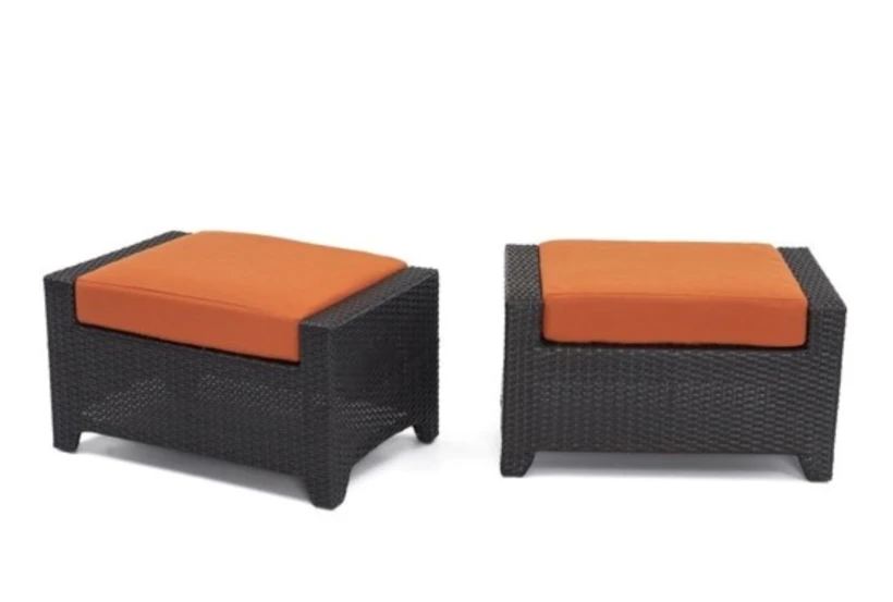 Sagrada Outdoor Ottomans With Tikka Orange Sunbrella Cushions Set Of 2 - 360