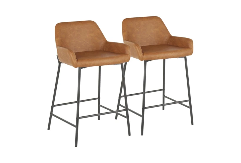 Danny Camel Faux Leather Counter Stool Set Of 2 - 360