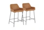 Danny Camel Faux Leather Counter Stool Set Of 2 - Signature