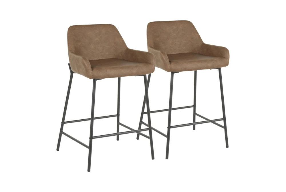 Danny Espresso Faux Leather Counter Stool Set Of 2