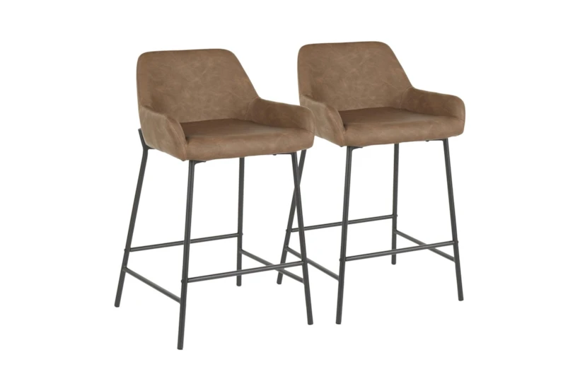 Danny Espresso Faux Leather Counter Stool Set Of 2 - 360