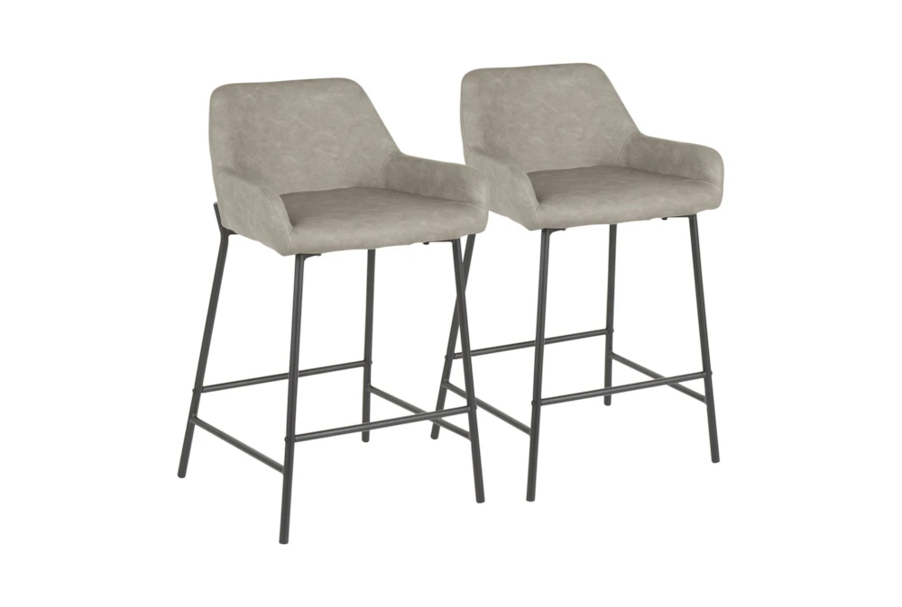Dan Black Faux Leather Counter Stool Set of 2