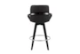 Cosmic Black Faux Leather Swivel Counter Stool Set of 2 - Back