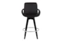 Cosmic Black Faux Leather Swivel Counter Stool Set of 2 - Front