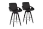 Cosmic Black Faux Leather Swivel Counter Stool Set of 2 - Signature
