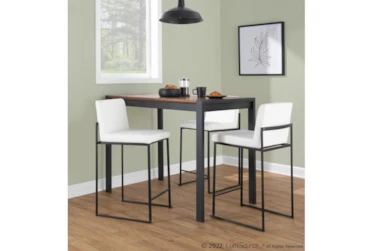 Ian White Faux Leather High Back Black Steel Counter Stool Set of 2