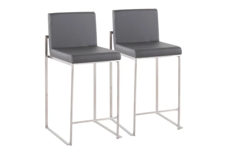 Ian Grey Faux Leather High Back Counter Stool Set of 2