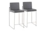 Ian Grey Faux Leather High Back Counter Stool Set of 2 - Signature