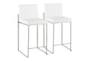 Ian White Faux Leather High Back Counter Stool Set of 2 - Signature