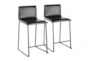 Cara Black Metal and Black Faux Leather Counter Stool Set of 2 - Signature
