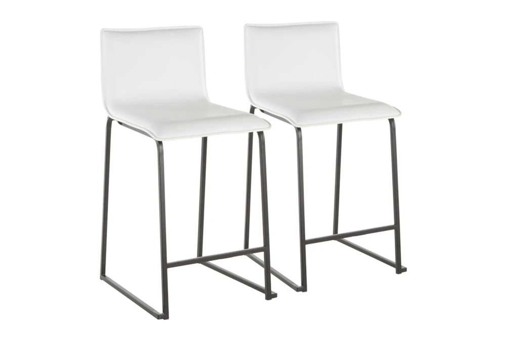 Cara Black Metal and White Faux Leather Counter Stool Set of 2