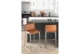 Cara Brushed Stainless and Carmel Faux Leather Counter Stool Set of 2 - Room