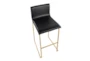 Cara Gold Steel and Black Faux Leather Bar Stool Set of 2 - Top