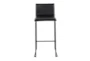 Cara Black Steel and Black Faux Leather Bar Stool Set of 2 - Front