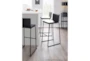 Cara Black Steel and Black Faux Leather Bar Stool Set of 2 - Room