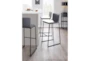 Cara Black Steel and Grey Faux Leather Bar Stool Set of 2 - Room