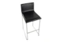 Cara Stainless Steel and Black Faux Leather Bar Stool Set of 2 - Top