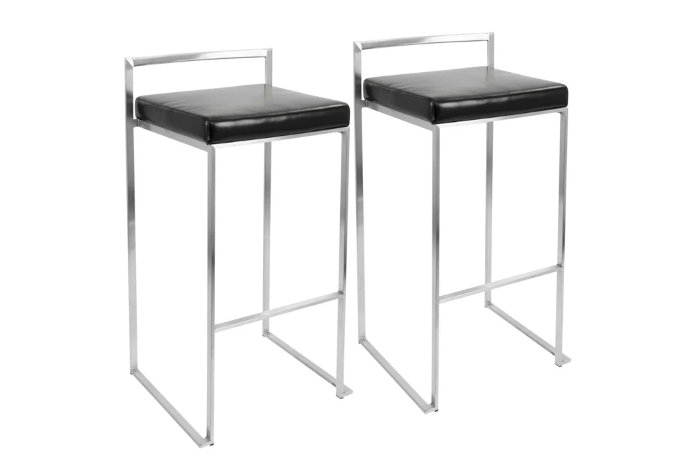 Ian Black Faux Leather Low Back Stackable Barstool Set of 2
