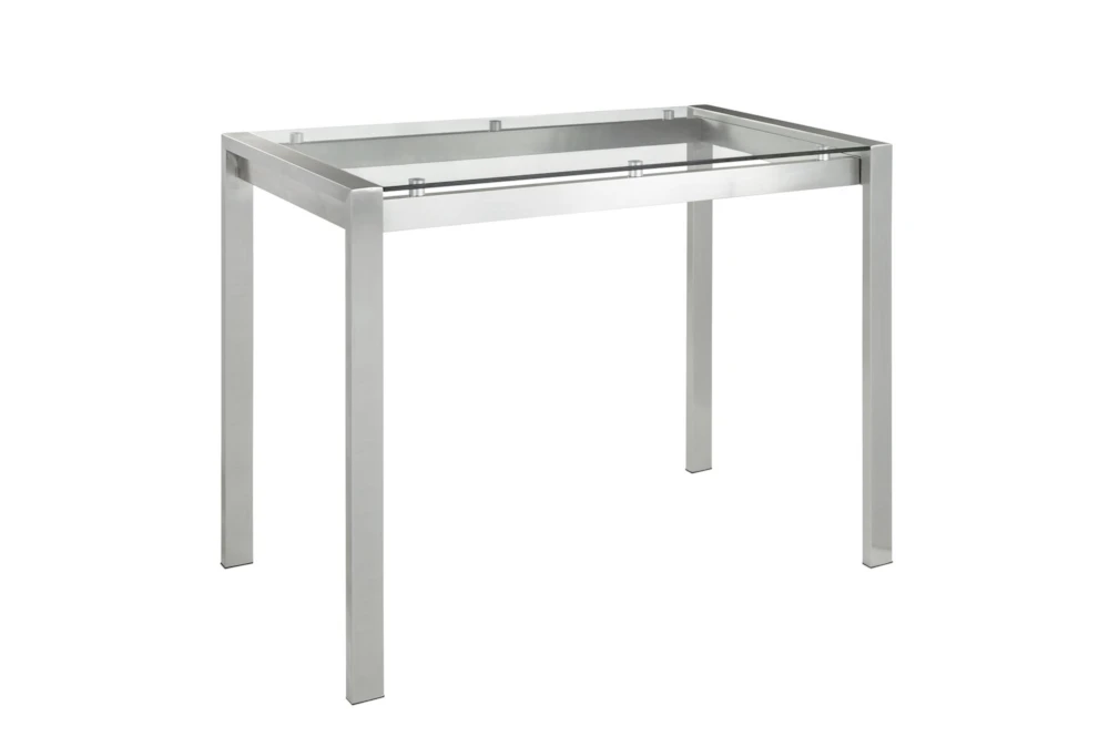 Ian Stainless Steel and Clear Glass Top 48" Counter Table